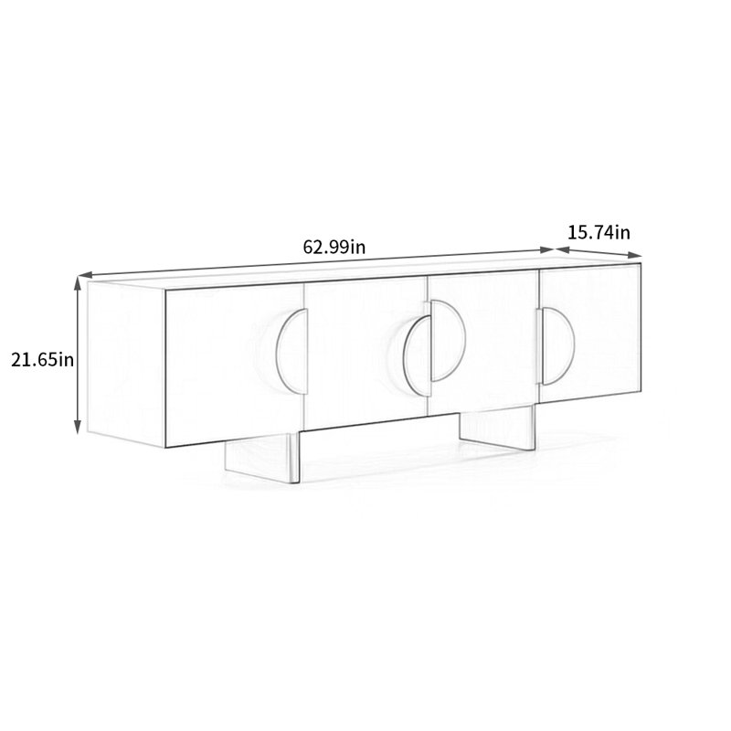 Meuble télé simple à peinture moderne, 62.99"
