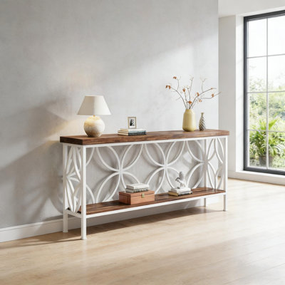 Console à 2 niveaux de style nordique avec détails métalliques