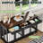 NEBZHASK 63'' Large Double Dog Crate Kennel Furniture with Divider and 3 Drawers for 2 Medium Animals Indoor-1322905602