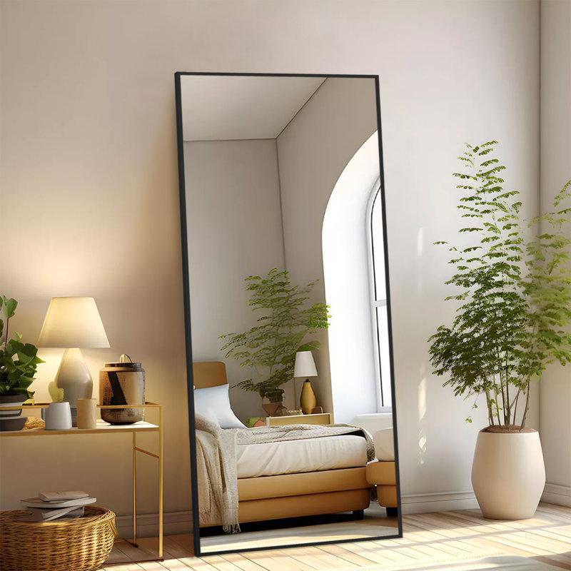 Miroir pleine longueur en métal (ensemble de 2), 64 po x 21 po, Noir