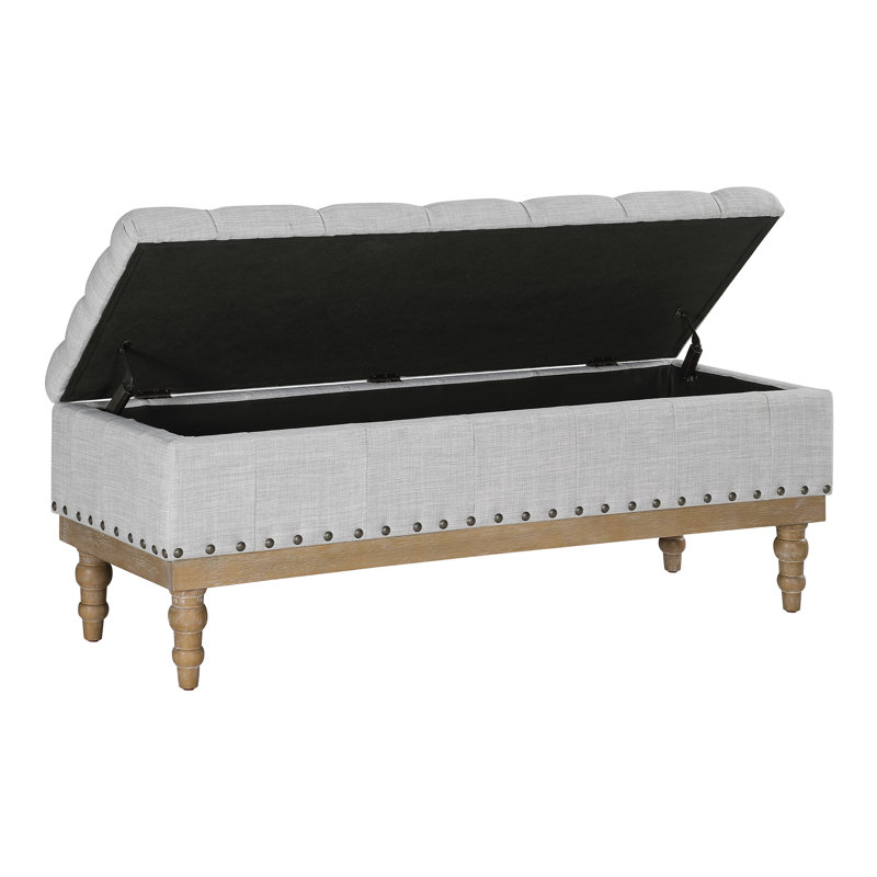 Coleene Polyester Blend Upholstered Storage Bench, Dove Gray
