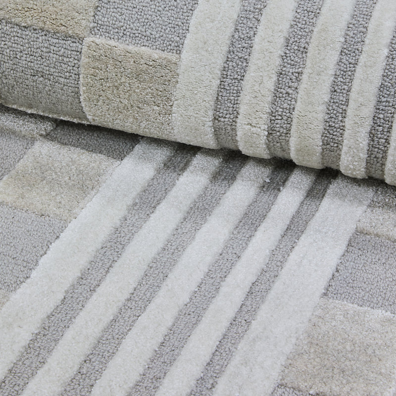 Light Gray Tonal Check Rug, Rectangle 2'3" x 3'9"