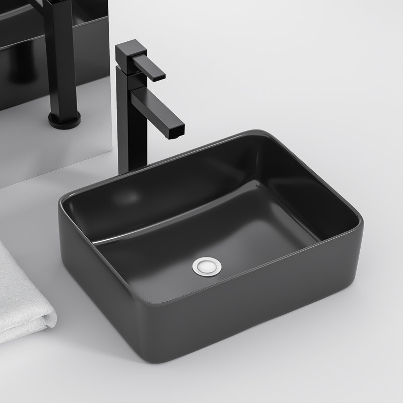 PLUSTEEL 15'' Ceramic Rectangular Vessel Bathroom Sink