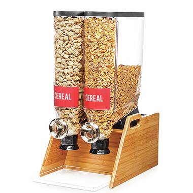 Cal-Mil 3823-87 Cinderwood 10 Liter Triple Canister Dark Oak Wood Cereal  Dispenser