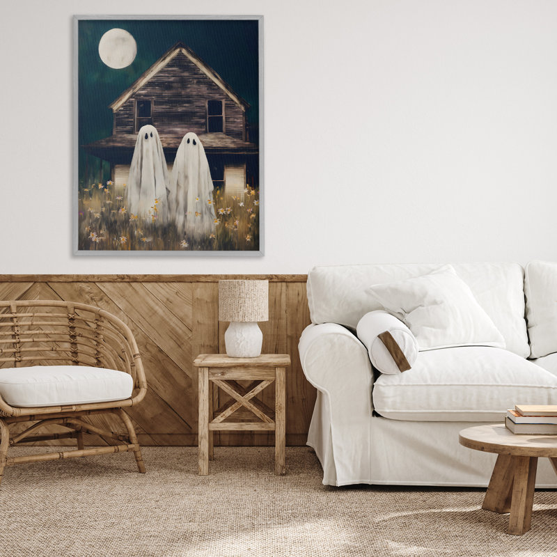 Ghost And Haunted House, estampe numérique, design par Arlington Prints, H 30 po x l 24 po, Estampe numérique Farmhouse