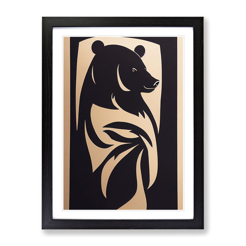Bear Profile Abstract - Single Picture Frame Print, Black Framed, 46cm H x 34cm W x 2cm D