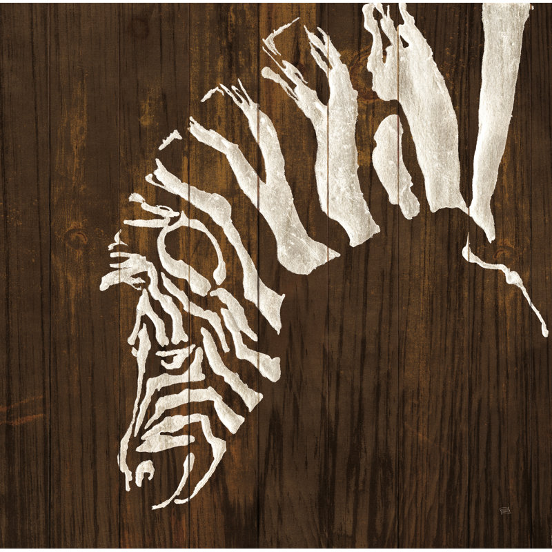 " White Zebra On Dark Wood " by Chris Paschke, 20" H x 20" W, Black Single Picture Framed, Yes