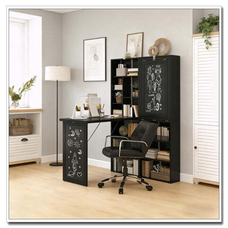 Bureau d'ordinateur mural avec plateau rabattable