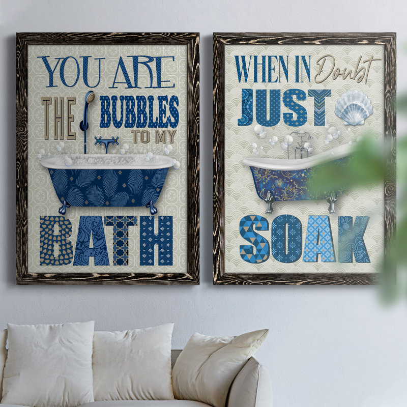 «Bubble Bath», ensemble de 2 encadrements d'art textuel sur toile, H 37,5 po x l 55 po x P 1,5 po, Toile avec cadre noir