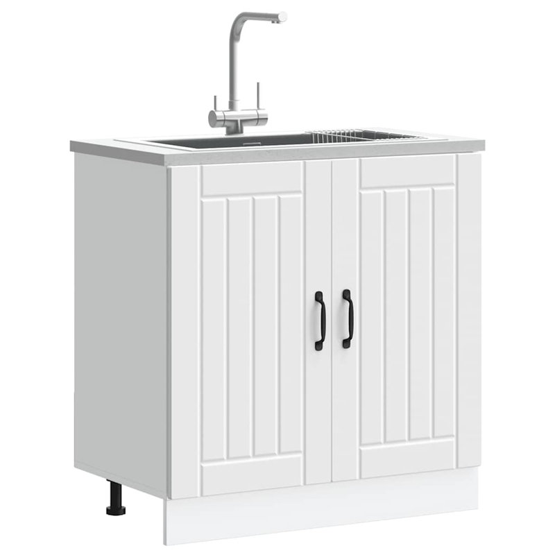 Sink Base Cabinet Lucca High Gloss Engineered Wood, White