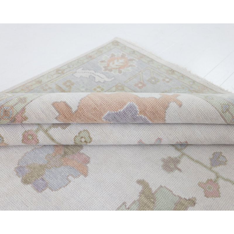 Nellie Hand Knotted Wool Block Print Area Rug, Rectangle 10' x 14'
