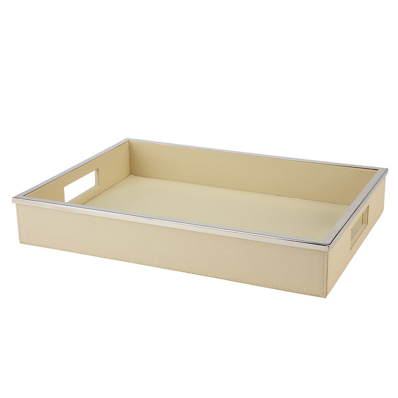 Leather / Faux Leather Tray, Cream