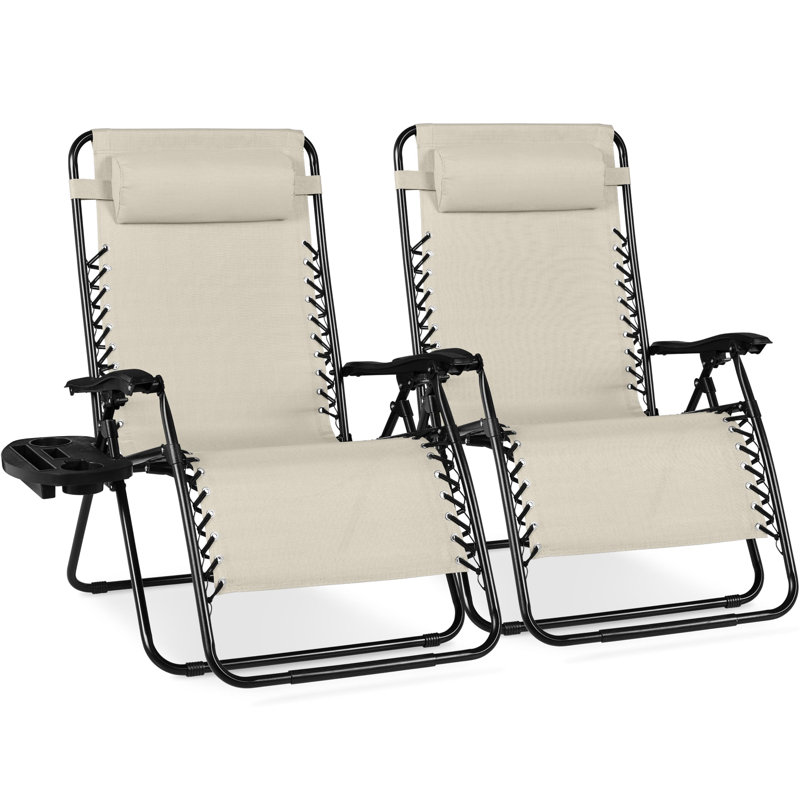 Set Of 2 Zero Gravity Patio Chair, Ivory
