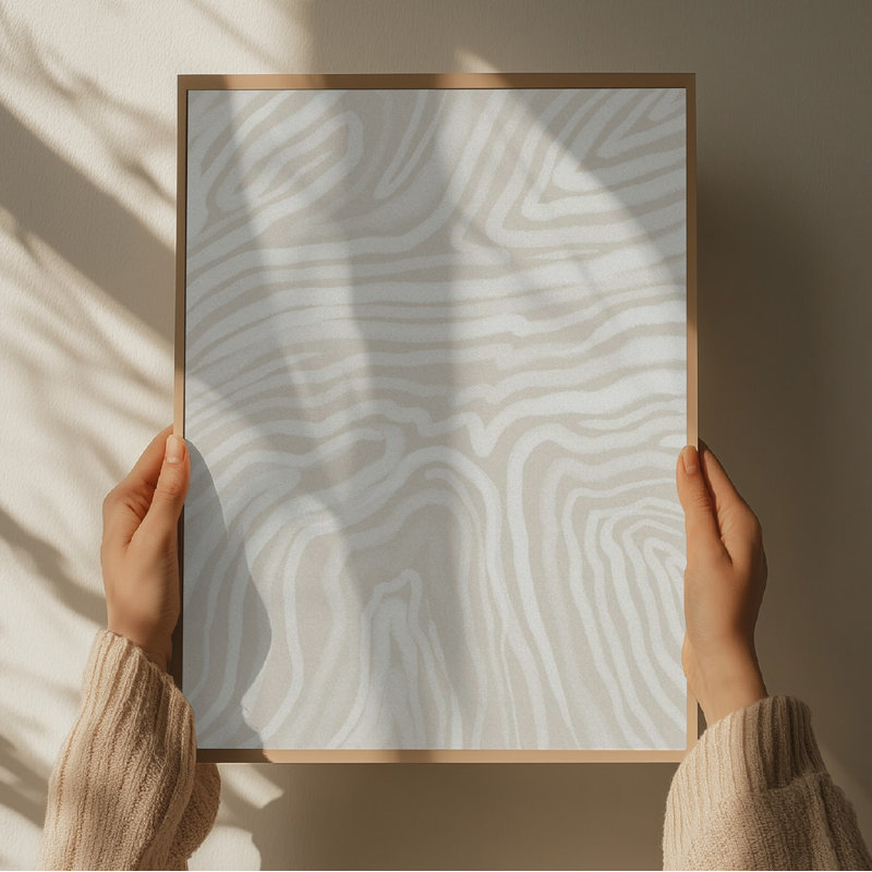 Flowing Cream Lines by Josie George — Pattern Wall Art, 24 × 36, Black, Framed Print