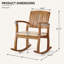 Chaise berçante d'extérieur en bois d'acacia naturel avec coussin, chaise berçante pour patio et jardin