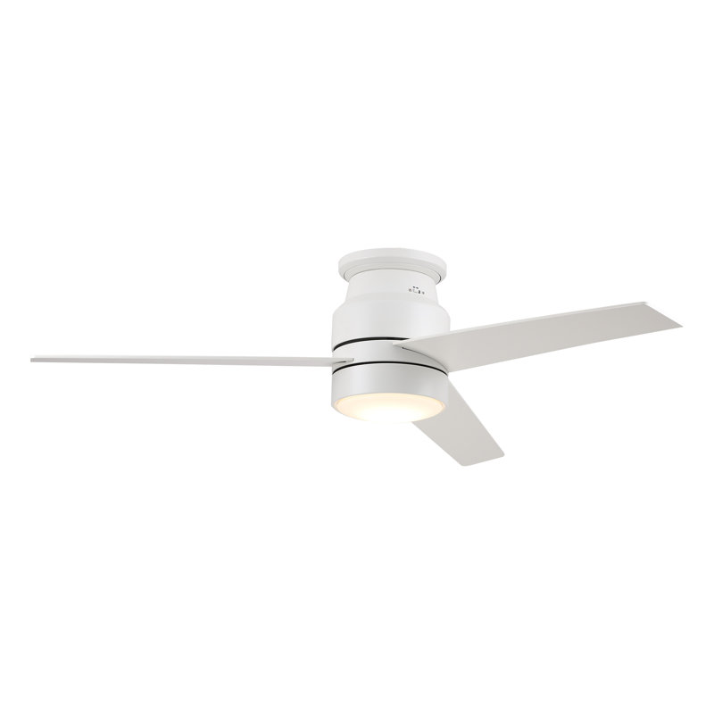 52"  3 - Blade LED Smart DC Ceiling Fan with Wall Control and Light Kit Included, White