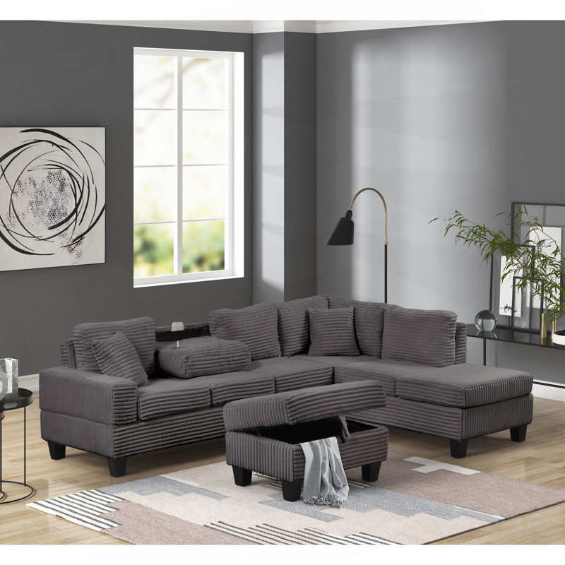 Canapé modulaire inclinable moderne en bois gris, Gris