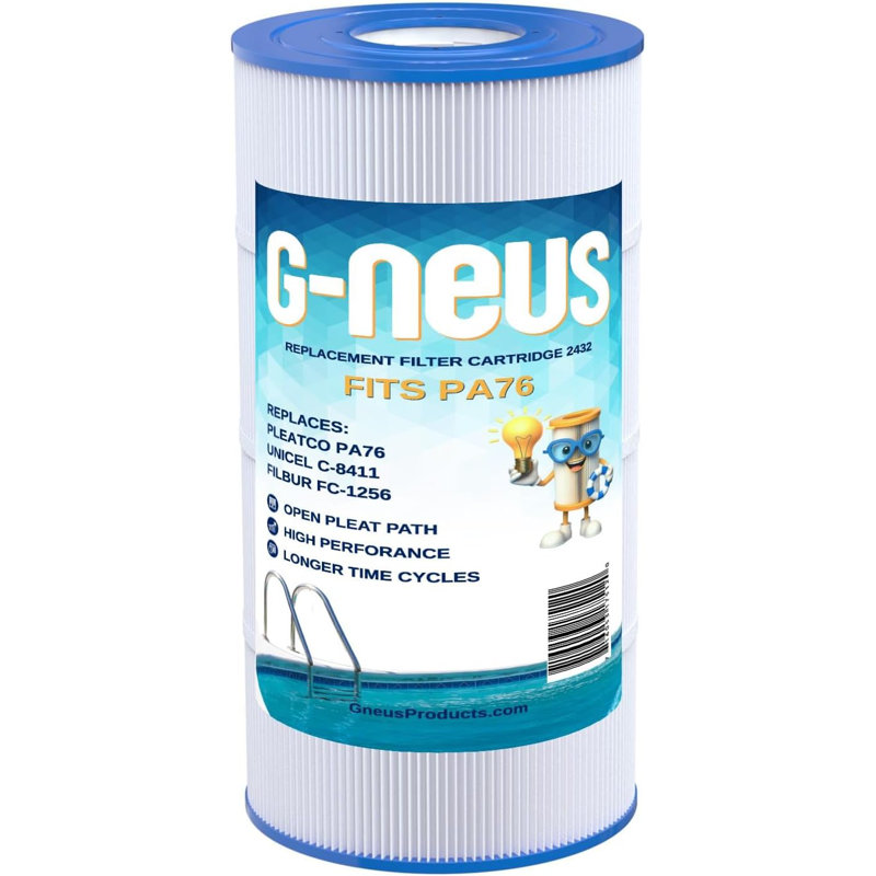 Filtre pour piscine et spa G-NEUS | Remplace CX760RE, C751, Clearwater II 75, Pro Clean 75, PA76, Unicel C-8411, FC-1255 | Couverture de 75 pieds carrés | Cartouche de remplacement haute performance, paquet de 1