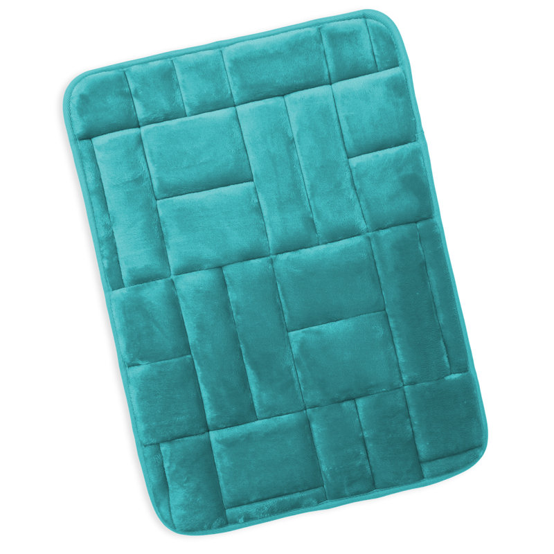 Teal Small Memory Foam Microfiber Bath Rug