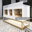 Meuble-lavabo autoportant en chêne massif 72 po avec lumière DEL et structure en métal doré Celestia-948674772-948674775
