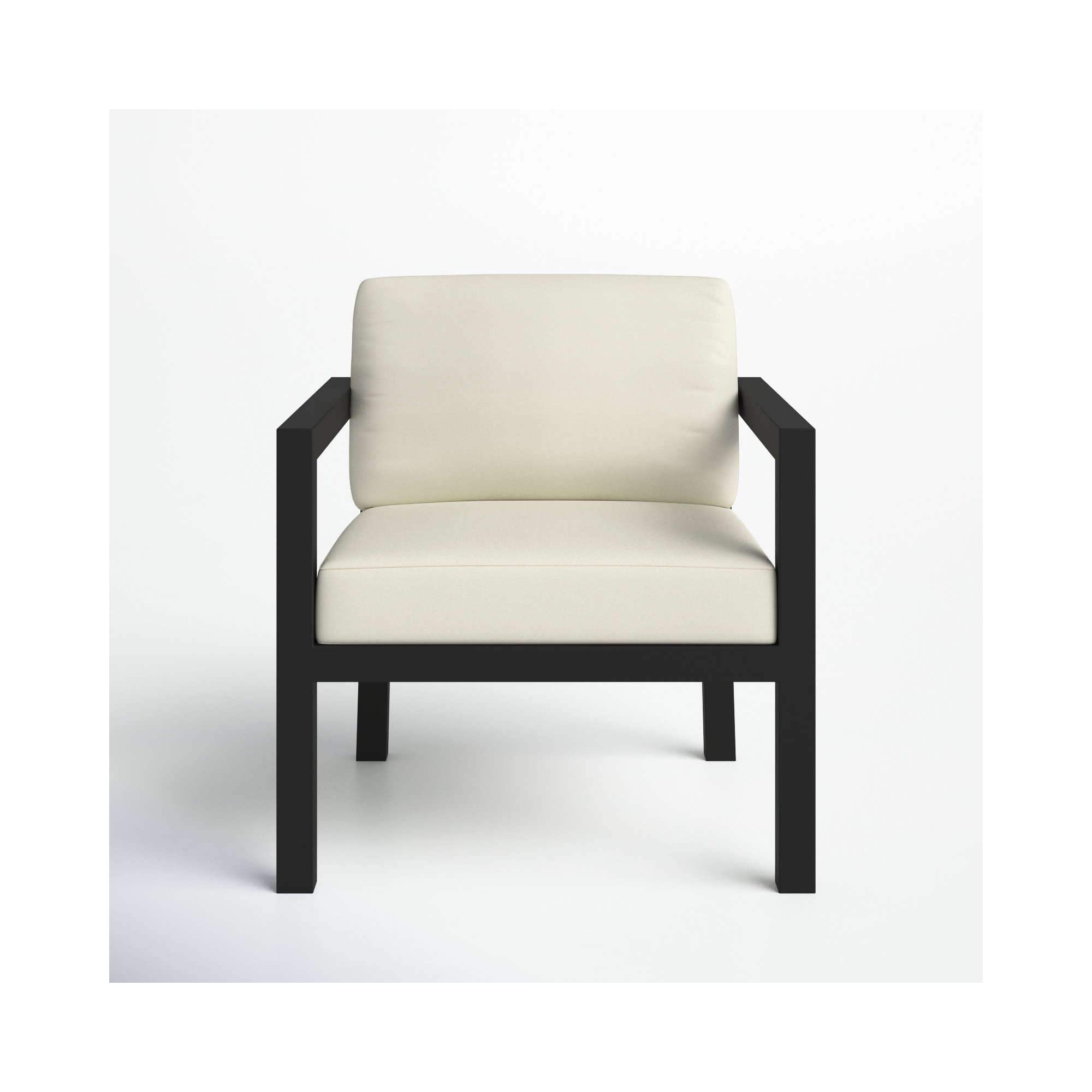 Vivant Patio Chair with Sunbrella Cushions, Black, Canvas Natural Sunbrella® Canvas