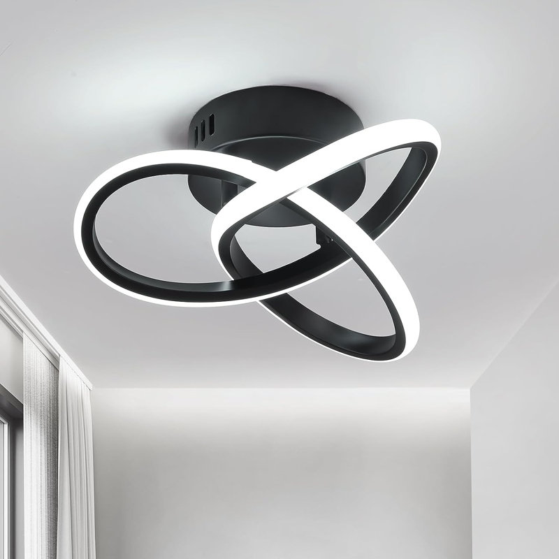 Aziria 3-Light LED Flush Mount Ceiling Light, Black, 11cm H x 30cm W x 30cm D, White Light (6500K)