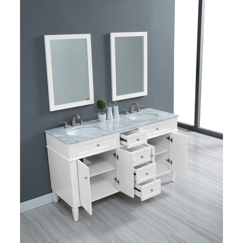 Ensemble de meuble-lavabo double 60 "Rivers, Blanc