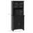 Elegant Buffet With Hutch, Kitchen Pantry Storage Cabinet With Framed Glass Door Drawer And Microwave Space, Black-915691872