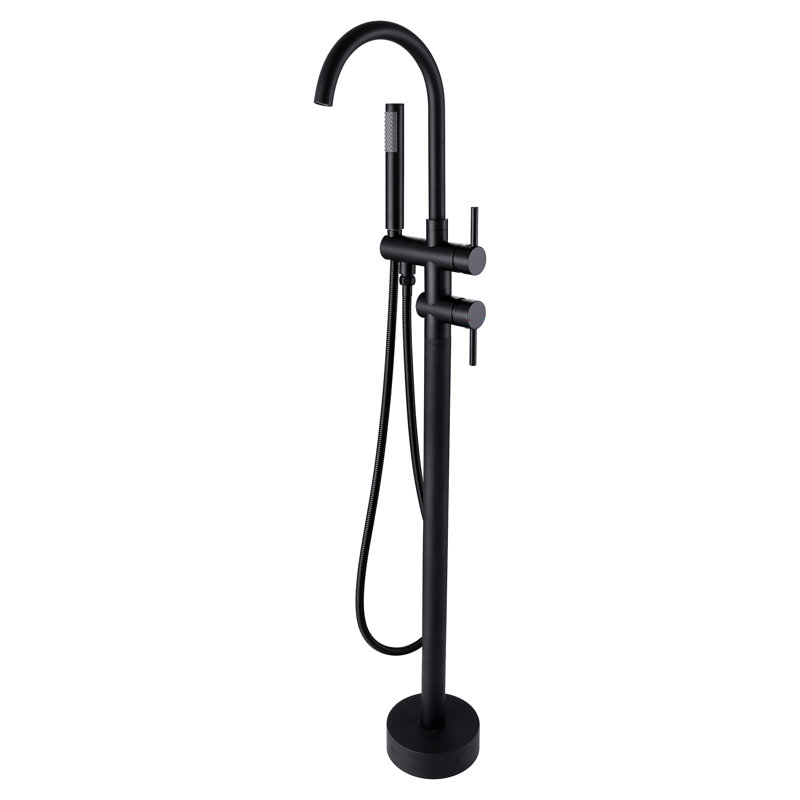304 Stainless Steel Freestanding Tub Faucet With Handheld Shower, Matte Black