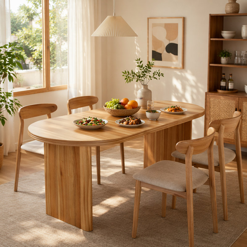 55.12"-70.87" Extendable Dining Table with removable extension leaves