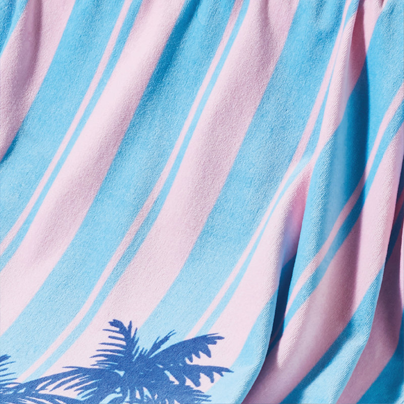 Lacoste Oversized Cotton Beach Towel 36x72, Palm Trees Dusty Pink/Arctic Ice
