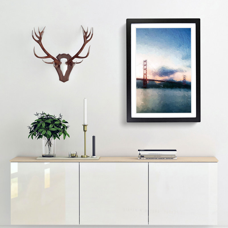 Golden Gate Bridge - Picture Frame Painting Print, 36cm H x 27cm W x 2cm D, Black Framed