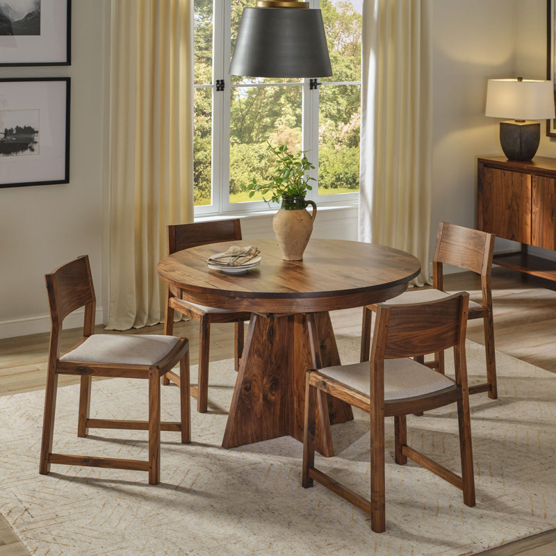Saranac Round Walnut Wood Dining Table