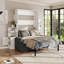 Grand lit escamotable mural avec canapé et armoires de rangement, lit mural peu encombrant pour bureau à domicile et chambre d'amis, blanc et gris-1958618828
