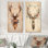 Rustic Deer Christmas & Florals Composition - Brown Scenic, art mural en métal 2 pièces
