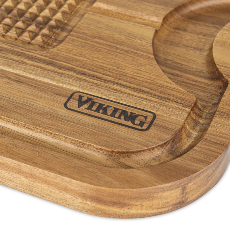 Viking Acacia Carving Board with 3-Piece Carving Set