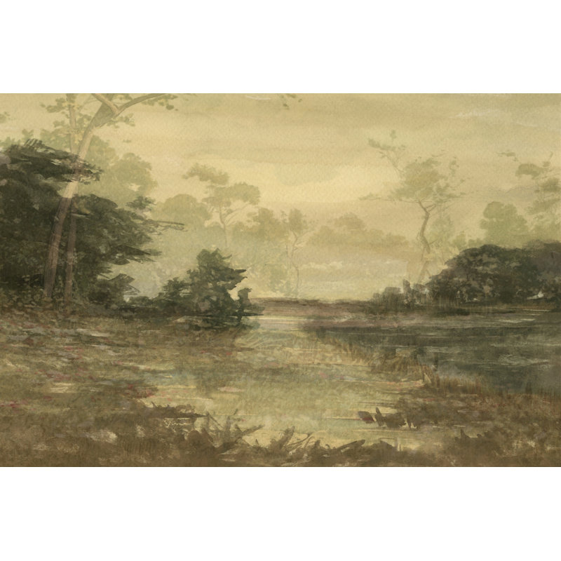 Coucher de soleil sur l'étang II, H 8 po x l 12 po x P 1,25 po