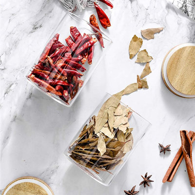 Set of 12 250ml Glass Spice Jars, Airtight Canisters with Bamboo Lids & Labels for Kitchen Dry Food Storage