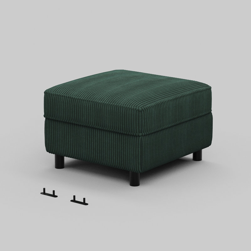 Repose-pieds en tissu velours côtelé pour canapé modulaire, Velours côtelé vert
