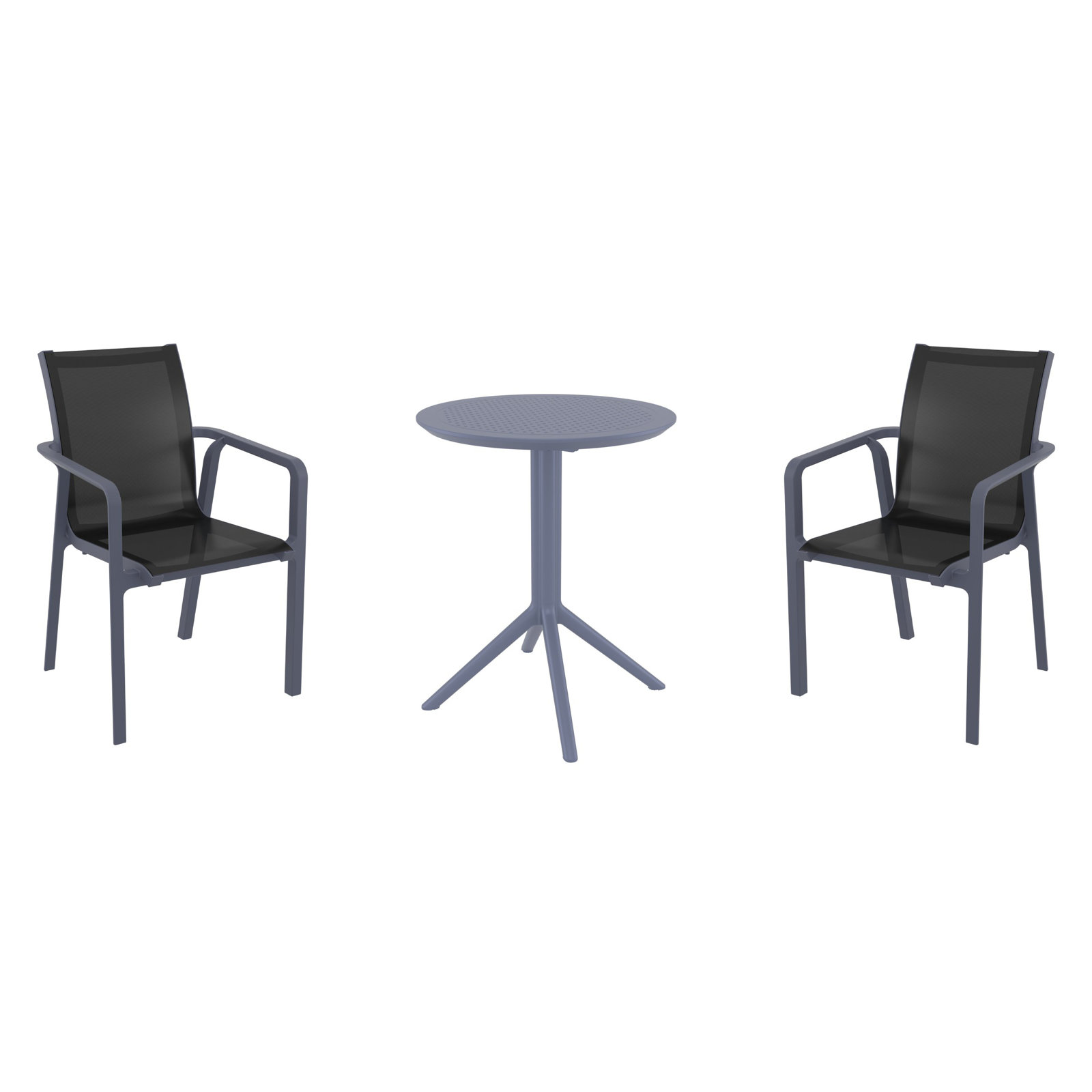 Farrah 24" Patio Bistro Set, Black/Dark Gray