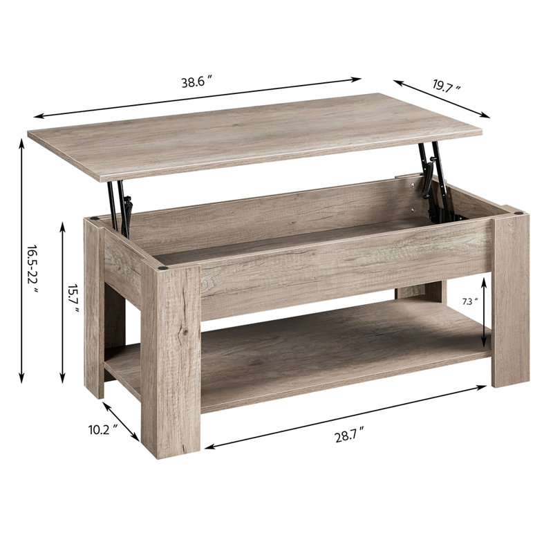 Table basse Ajeem, Gris, H 15,7 po x L 38,6 po x l 19,7 po