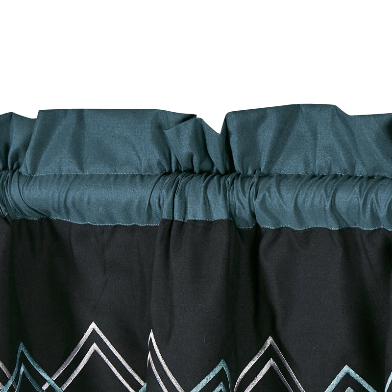 Room Darkening Curtain Pair, Teal/Black/Gray