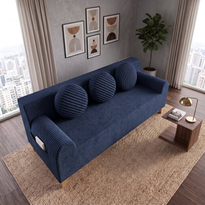 Canapé modulaire 71 po avec sièges profonds, 3 coussins et poches latérales 71 po, sans assemblage