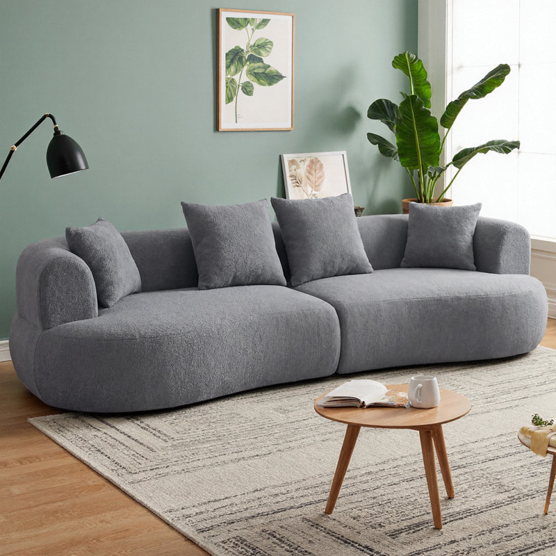 Canapé modulaire incurvé en velours de 122 po de style moderne de 122 po, canapé nuage désossé compressé dans une boîte, meubles de salon à 4 places en mousse et à ressorts, sièges très profonds, aucun assemblage requis
