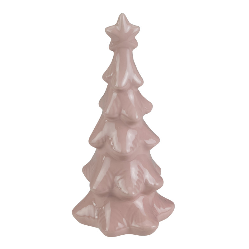 Décoration de Noël arbre en céramique 7,25 po Dusty Rose