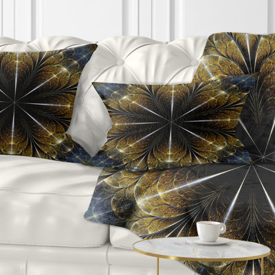  Abstract Symmetrical Fractal Flower Lumbar Pillow