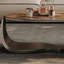 Brun noisette + argent + bois manufacturé blanc crème + table basse en acier inoxydable-109242663