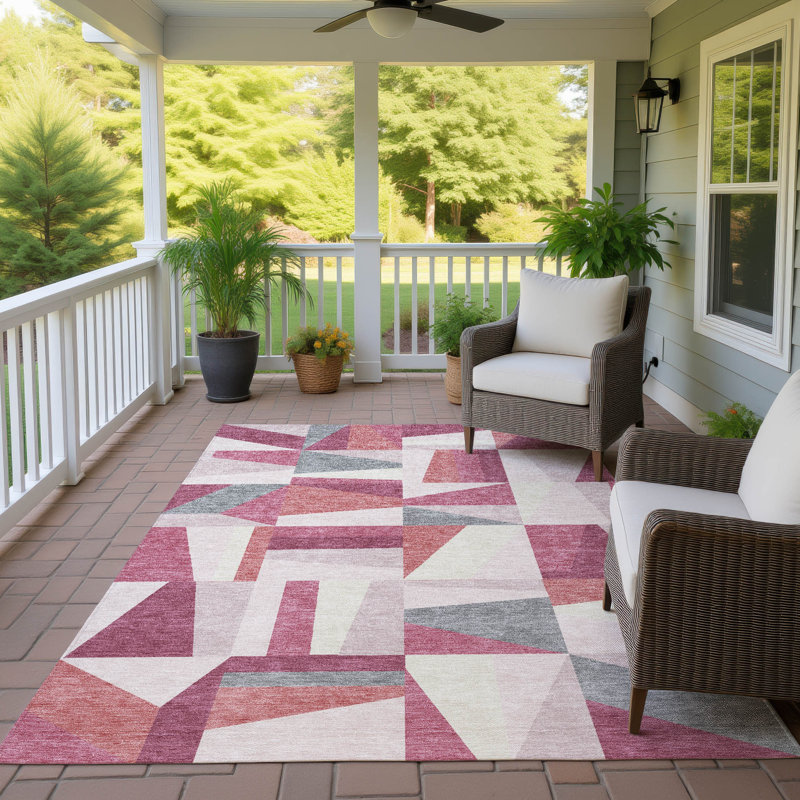 Tapis géométrique intérieur / extérieur lavable à la machine Chantille ACN2327, Rectangle 10 pi x 14 pi