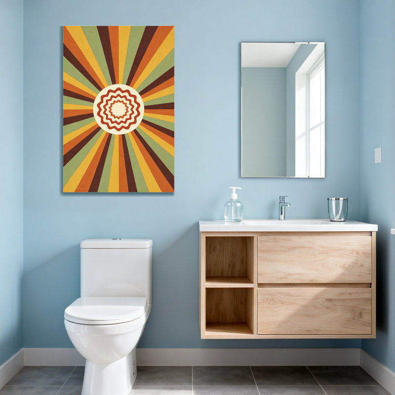 Motif géométrique abstrait rayonnant de soleil, H 48 po x l 32 po