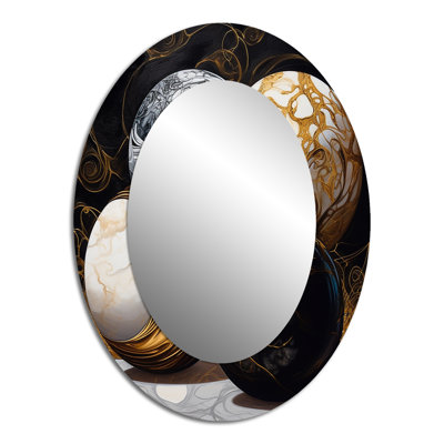 Gold Fragmented Forms - Gold Modern Oval Wall Mirror